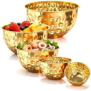 5-Piece Hammered Gold Stainless Steel Mixing Bowl Set